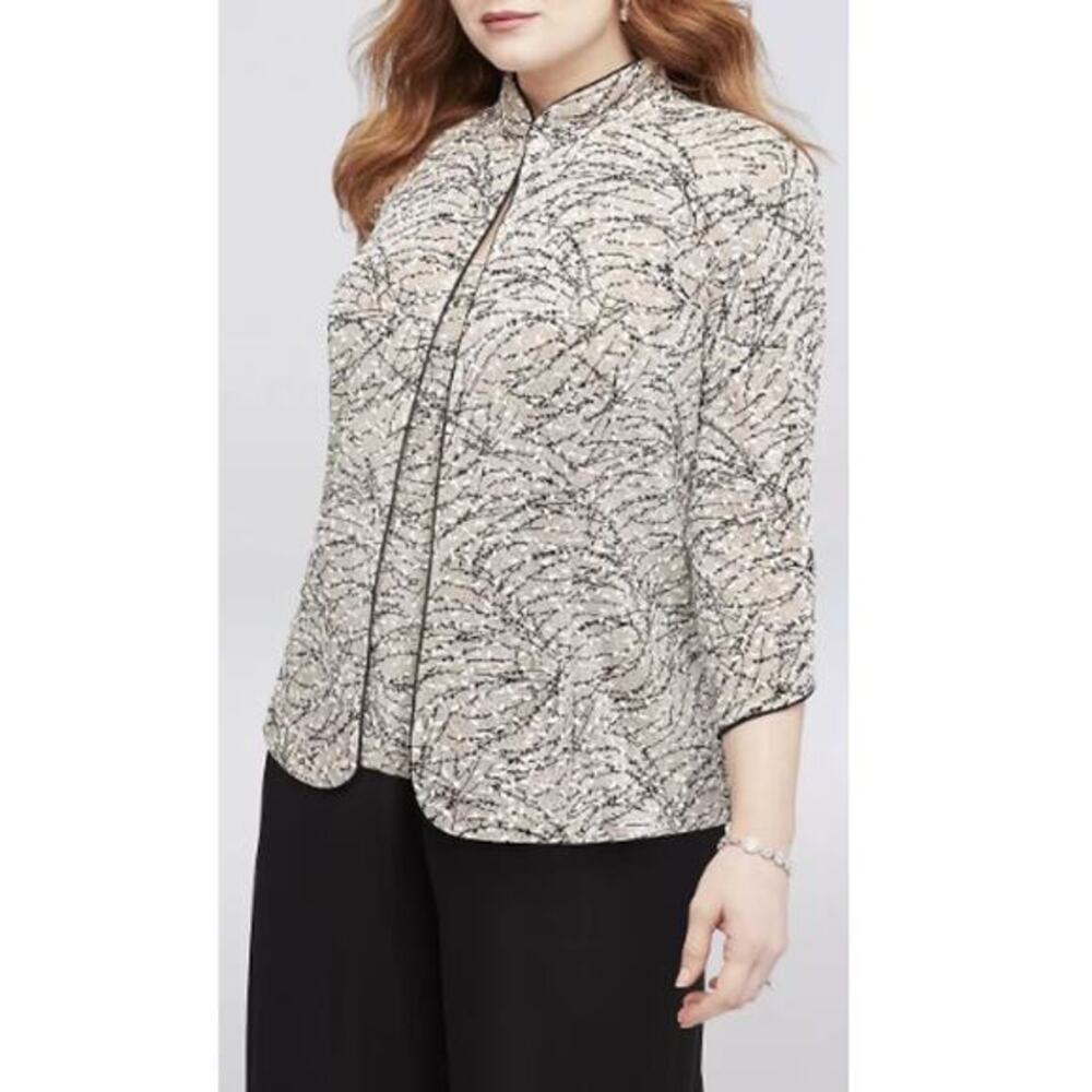 Alex Evenings Women's White Glitter Tank And Jacket Two-Piece Set Plus Size 1X